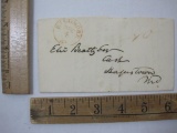 Stampless Cover 1836 Baltimore to Hagerstown Maryland