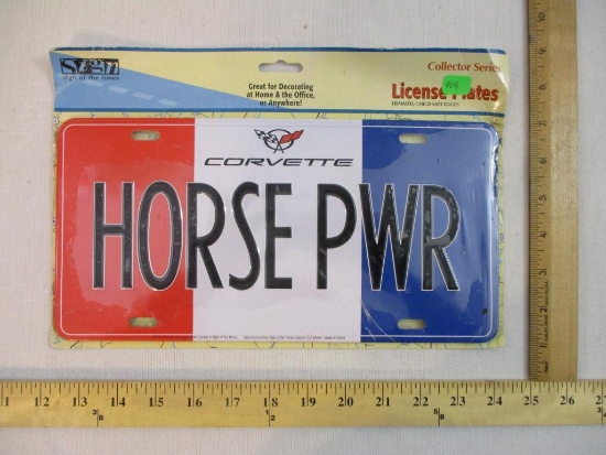 Sign of the Times Collector Series Metal License Plate Corvette HORSEPWR, 5 oz