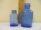 Two Blue Embossed Milk of Magnesia Glass Bottles: Genuine Phillips Milk of Magnesia Tablets and The