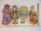 Four Vintage Toy Works Inc Primitive Plush Dolls including Santa, Bicentennial and more, 1 lb 13 oz