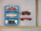 Five HO Scale Train Cars including Santa Fe AT&SF Locomotive, Swift Refrigerator Line SRLX1020, ATSF