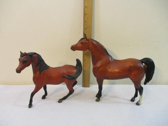 Set of Two Breyer Horses, brown with black mane & tail, Breyer Molding Co USA, 1 lb 5 oz