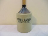 Vintage Frank Garsch Tenafly NJ 1/2 Gallon Stoneware Jug, 3 lbs