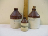 Three Vintage Mercury Stoneware Jars, 2 lbs 2 oz
