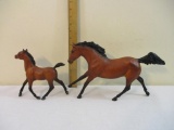 Two Brown and Black Plastic Breyer Horses, Breyer Molding Co USA, 1 lb