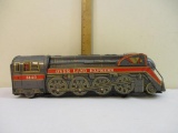 Vintage Pressed Tin Over Land Express 3140 Locomotive, Trade Mark Modern Toys, made in Japan, 1 lb