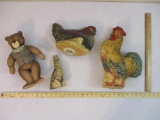 Vintage Toy Works Inc Primitive Plush Dolls including chickens, bear and bunny (B Shackman & Co), 1