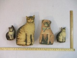 Four Vintage Toy Works Inc Primitive Plush Cats and Dog, 1 lb 15 oz