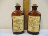Two Cheracol 4 ounces Brown Glass Bottles, The Upjohn Company Kalamazoo Michigan, 10 oz