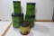 Tin String Holder and 4 Green Tin Canisters.