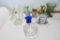 Mixed Glass Lot. Oyster and Pearl Nappy, Pin Money Bank, Blue Hat ashtray, small vases,