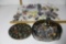 Tin Full of Vintage Buttons, some sorted, 3 thimbles
