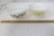 Early American Pyrex Bowl, Federal Glass Ovenware Bowl with yellow decoration