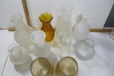 Ten Glass Shades, different sizes and shapes and colors