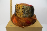 Vintage Feather Hat in original Bamberger's Box. La Charme Creations, felt.