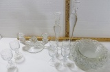 Vintage Candlesticks, Baroque Double Candlestick, 7 Anchor Hocking Old Colony Lace Edge Clear Glass