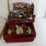 Multiple Craft Items, wooden knick knack shelves with miniatures on them