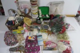 Large Assortment of Craft Items to include beads, lots of ribbon, spoons, flower wire, gold wire
