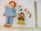 Lot of Vintage Clowns including 1961 Knickerbocker Bozo the Clown Doll, plastic figural coin bank