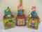Three Vintage Mattel Jack in the Boxes including plastic 1976 (music and popping action work)and