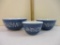 Set of Three Vintage Pyrex Colonial Mist Mixing Bowls: 401-700 ml, 402-1.5l, and 403-2.5l, 4 lbs 10