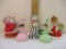 Five Vintage Porcelain Christmas Bells including JASCO Clown, JASCO Caroler and more, 1 lb 4 oz