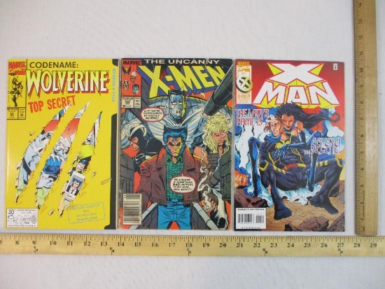 Three Marvel Comics: X Man No. 7 Sept 1995, The Uncanny X-Men No. 245 June 1989, and Codename: