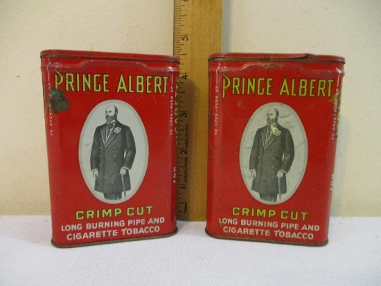 Two Vintage Prince Albert Crimp Cut Cigarette Tobacco Cans, 4 oz