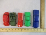 Five Vintage Plastic Vehicles from Wannatoys, Premier, Processed Plastic Co and more, 3 oz