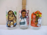 Three 1977 & 1980 Star Wars Burger King Glasses: R2-D2 & C3PO, Chewbacca, and Lando Calrissian, 1 lb