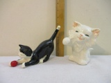 Two Ceramic Cat Figurines, 1 lb