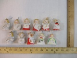 11 Vintage Ceramic Angel and Santa Christmas Bells, all marked Japan, see pictures for condition, 11