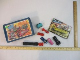 Matchbox Carry Case with Assorted Diecast Cars including KI Tools Truck and Trailer, Batmobile (1991