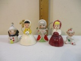 Five Vintage Porcelain Christmas Bells, Japan and others, 7 oz