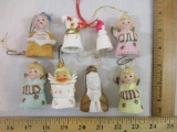 Eight Vintage Assorted Porcelain Christmas Bells: Taiwan, Japan and more, 11 oz
