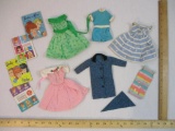 Assorted Vintage Doll Clothes including Barbie and Skipper Licensed Outfits and Catalogs, 4 oz