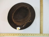 Vintage Brown Leather Hat, United Hatters Cap & Millnery Works, size large, 9 oz