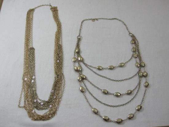 Two Gold Tone Costume Jewelry Necklaces, 8 oz
