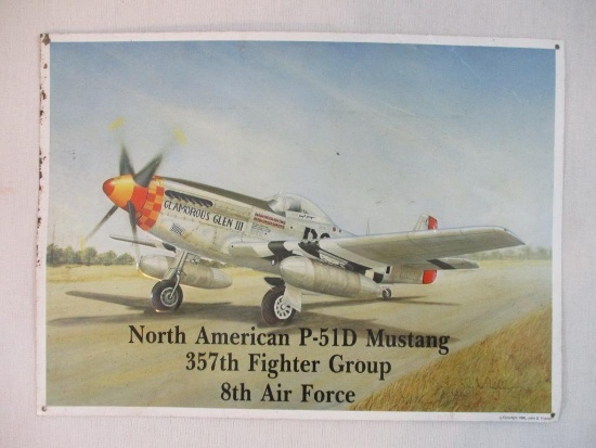 North American P-51D Mustang 357th Fighter Group 8th Air Force Embossed Metal Picture, 1990 John D