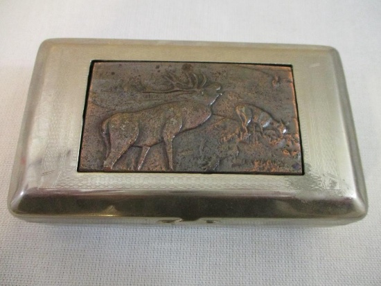 Metal Bellowing Elk Hinged Trinket Box, made in Germany, 5 oz