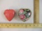 Two Ceramic Heart Trinket Dishes including Hallmark clamshell and Imperial Splendor, 13 oz