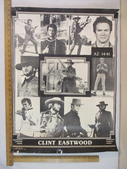 Vintage Clint Eastwood Poster, Sidney Molliver, poster has some damage see pictures AS IS, poster