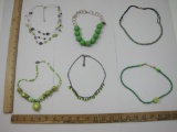 Six Green Chunky Fashion Necklaces, 6 oz