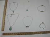 Five Turquoise Colored Necklaces and Bracelet, 3 oz