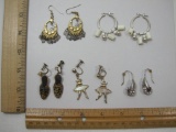 Five Pairs of Fashion Earrings including ballerinas and more, 2 oz