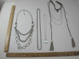 Four Silver Tone Fashion Necklaces, 4 oz