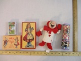 Alice in Wonderland Children's Items including card beanie, colored pencils, playing cards, paper