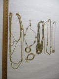 Gold Tone Costume Jewelry, five necklaces from Express and more, 9 oz