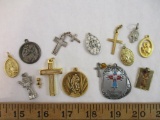 Lot of Religious Jewelry including Jerusalem Cross Pendant, saints and more, 2 oz