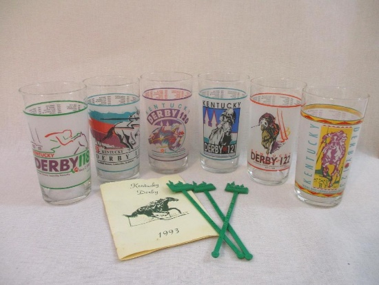 Six Kentucky Derby Glasses from 1990s, 2 lbs 6 oz